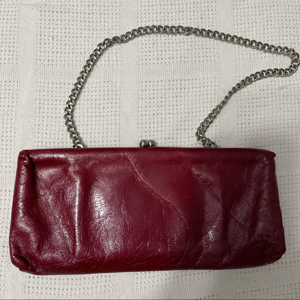 HOBO Burgundy Leather Clutch.